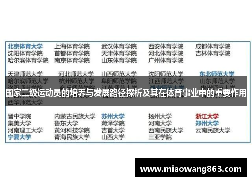 国家二级运动员的培养与发展路径探析及其在体育事业中的重要作用
